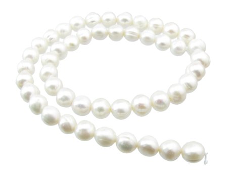 White Off-Round Freshwater Pearls 9-10mm [strand] - My Beads