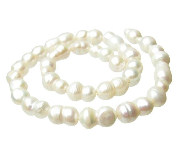 White Large Peanut Freshwater Pearls - 15mm [strand] - My Beads