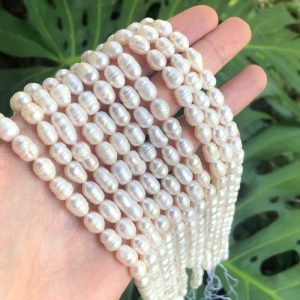 whiteringedricefreshwaterpearls4 white ringed rice freshwater pearls