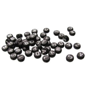 black alphabet beads