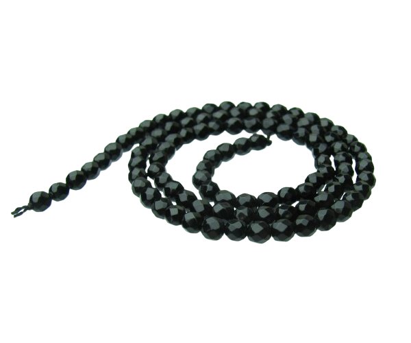 black onyx faceted 4mm round gemstone beads