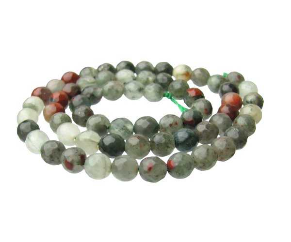 bloodstone faceted round gemstone beads 6mm