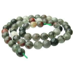 bloodstone faceted 8mm round beads