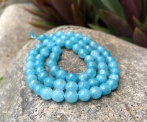 faceted blue sponge quartz gemstone beads 6mm