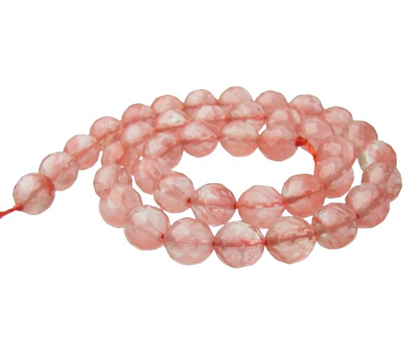 cherry quartz faceted 10mm round beads