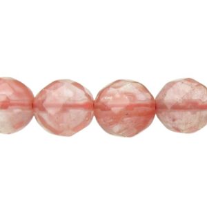 cherry quartz faceted 10mm round beads