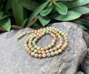 unakite 4mm faceted round beads