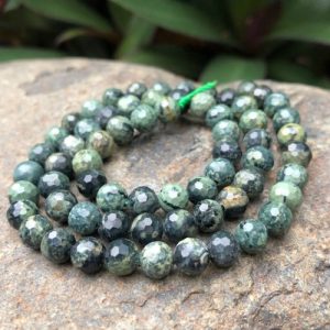 kambaba jasper faceted round gemstone beads 6mm