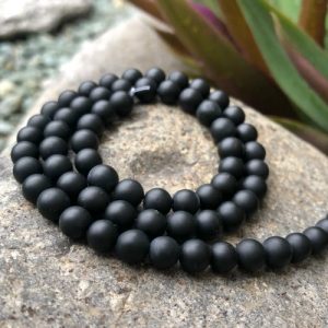 matteblackonyx6mmroundbeads4 matte black onyx 6mm round beads natural crystals