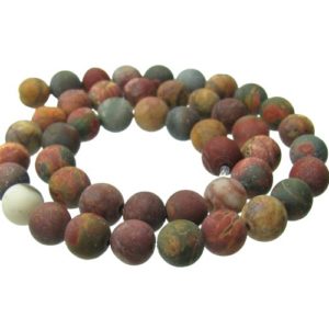 matte picasso jasper gemstone round beads 8mm