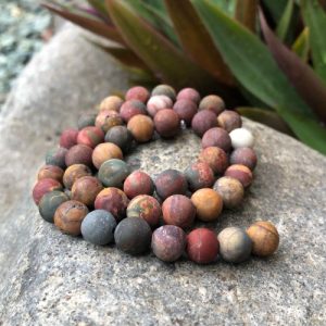 matte picasso jasper gemstone round beads 8mm
