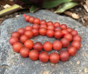 matte red carnelian gemstone round beads crystals