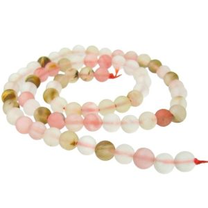 matte watermelon quartz 6mm round beads