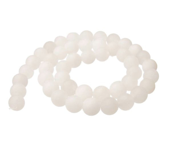 matte white chalcedony 8mm round gemstone beads