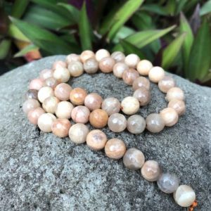 peach moonstone gemstone round beads natural crystals australia