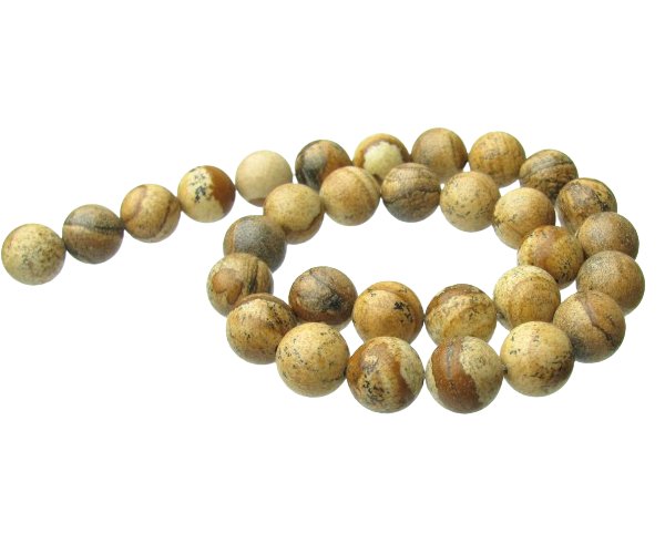 picture jasper 12mm round gemstone beads
