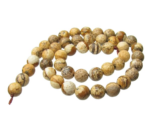 picture jasper faceted round beads