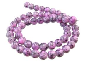 purple marble glass beads round 8mm