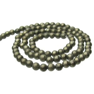 pyrite 4mm round gemstone beads