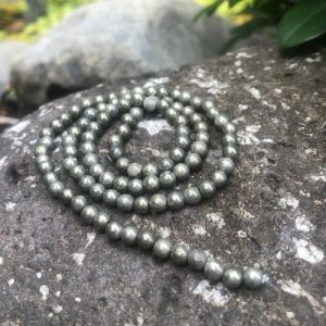 pyrite 4mm round gemstone beads