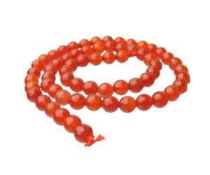 carnelian faceted gemstone round beads 6mm crystals