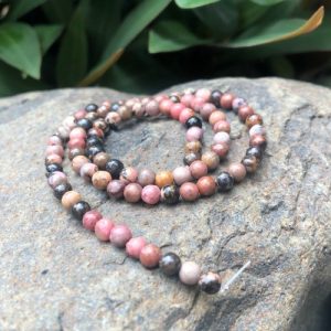 rhodonite 4mm round gemstone beads