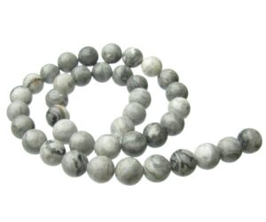 scenery jasper grey 10mm round gemstone beads