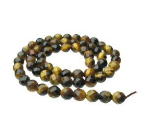 tiger eye faceted 6mm round gemstone beads