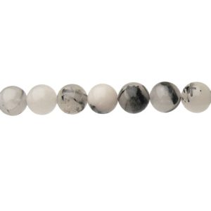 tourmalinated quartz 10mm round beads