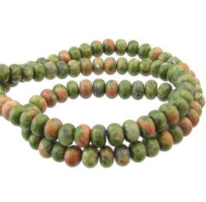 unakite gemstone rondelle beads