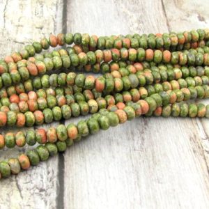 unakite gemstone rondelle beads