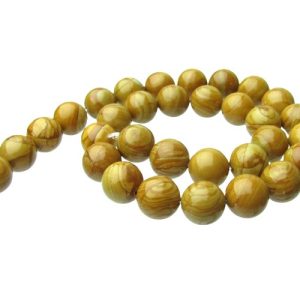 wood jasper 12mm round gemstone beads
