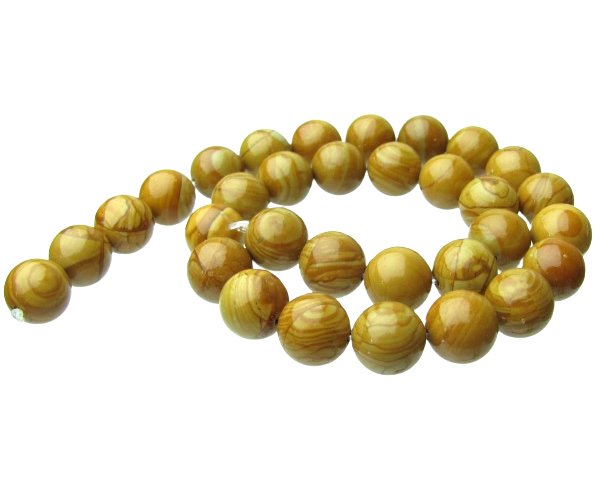 wood jasper 12mm round gemstone beads