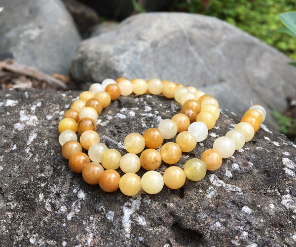 yellow jade 6mm round gemstone beads