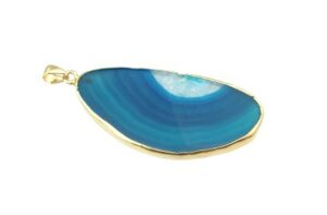 blue agate slice gemstone pendant