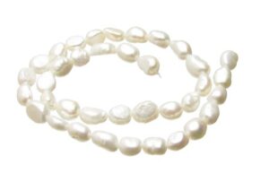 white elongated nugget freshwater pearls