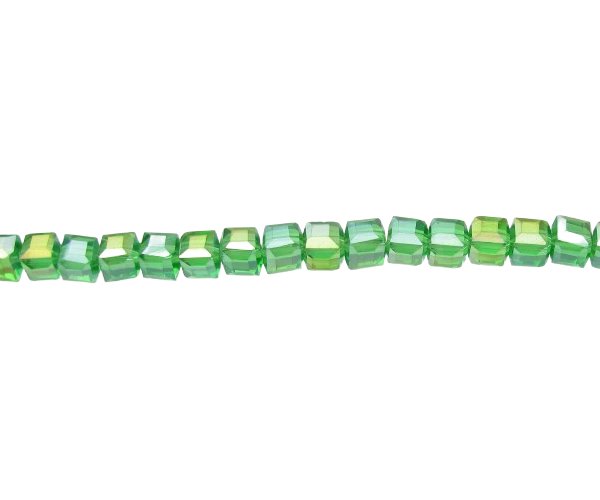 green ab cube glass beads 6mm