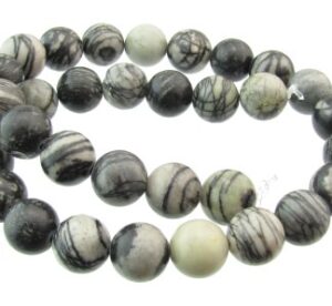 grey zebra jasper 12mm beads