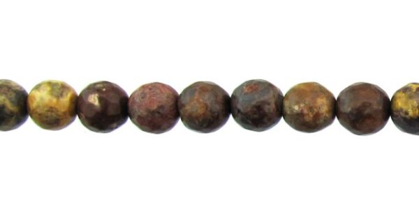 leopardskin jasper faceted round gemstone beads 6mm