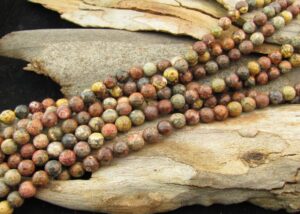 leopardskin jasper round beads faceted 8mm
