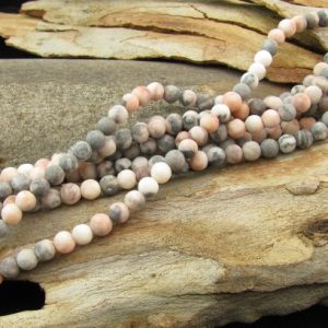 Matte Pink Zebra Jasper gemstone beads
