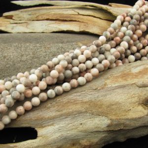 pink zebra jasper gemstone round beads 6mm