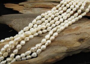white nugget freshwater pearl beads
