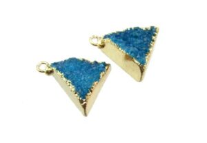 blue drusy triangle pendant