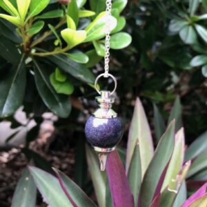 blue goldstone round gemstone pendulum