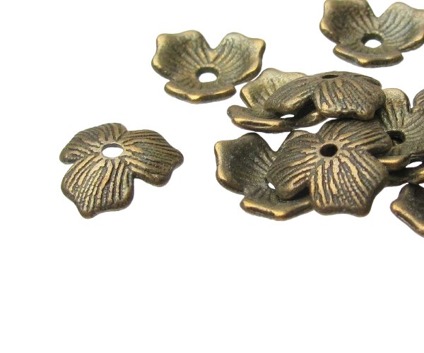 bronze flower bead caps