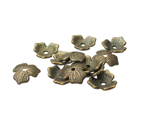 bronze flower bead caps