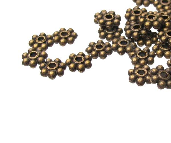 bronze daisy spacer beads