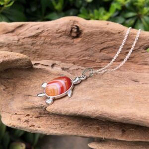 carnelian turtle gemstone pendant