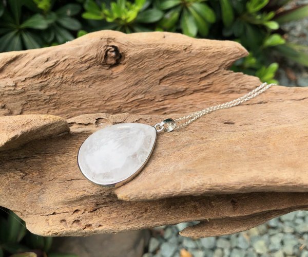 clear quartz gemstone pendant